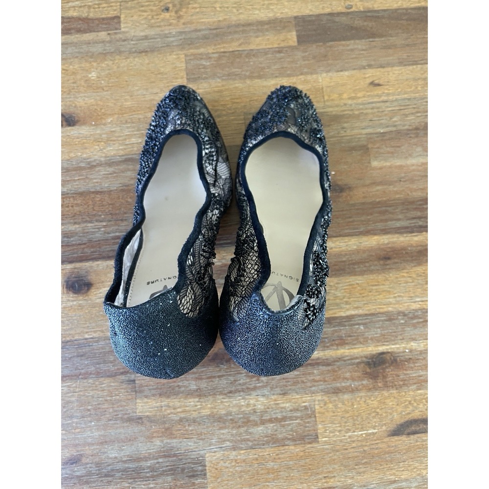 Vero Curio Heels Shoes Black Lace Floral Beaded High‎ 4.5" Womens 10M Rhinestone - Picture 13 of 14